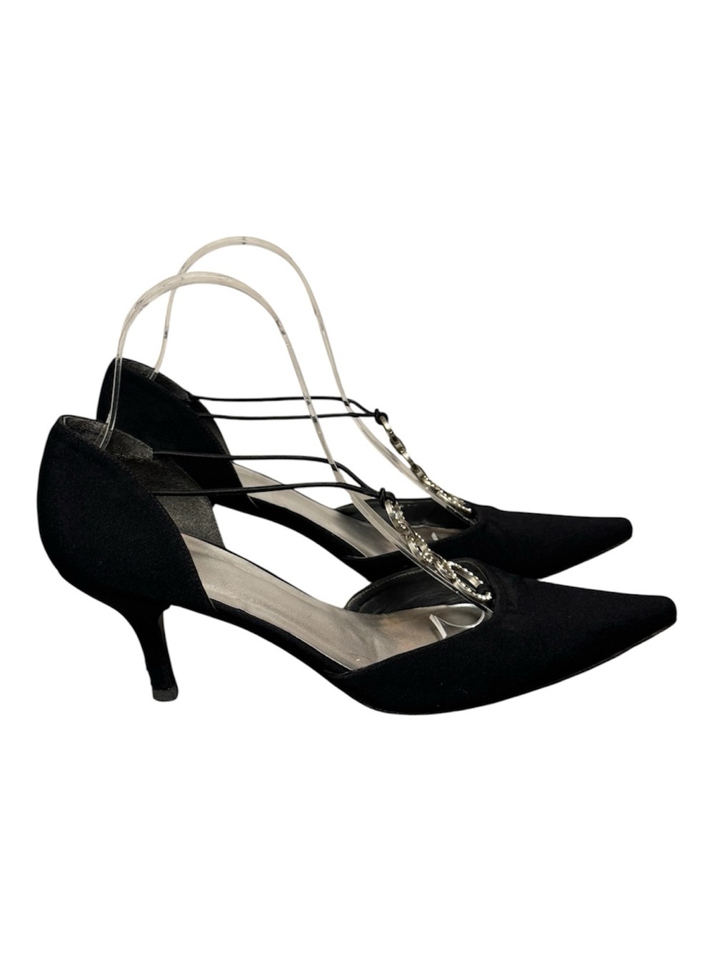 STUART WEITZMAN Women's Crystal Embellishments T-Strap Pumps, Black Sz 8